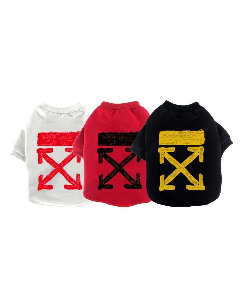 OFF- WHITE ペット服ｔシャツパーカー 個性潮流 犬 ネコ服 保護性 ベスト Ｔシャツ フード付くパーカー作れる