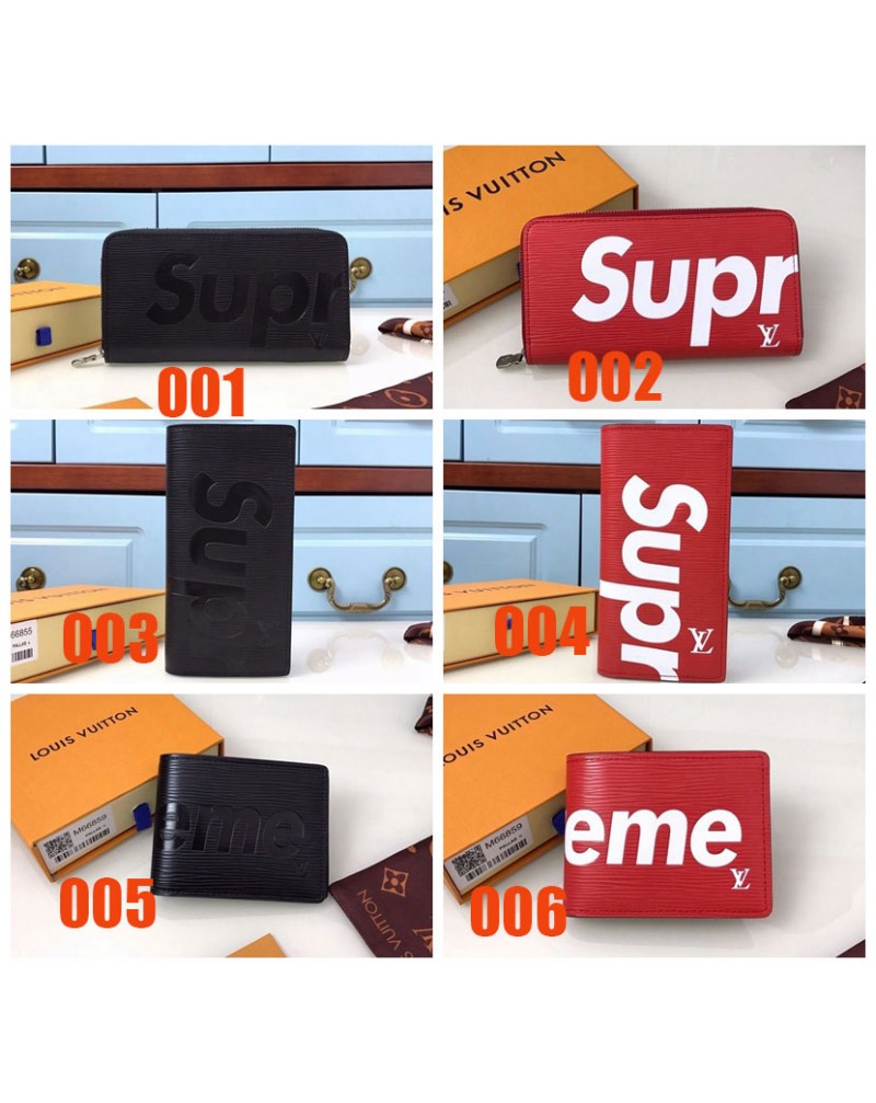 sureme xヴィトンコラボ長財布短財布 二つおり潮流個性財布