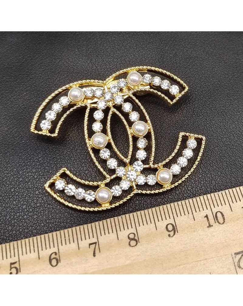 シャネル ブローチキラキラダイヤ真珠付き可愛いブローチスタイリッシュ