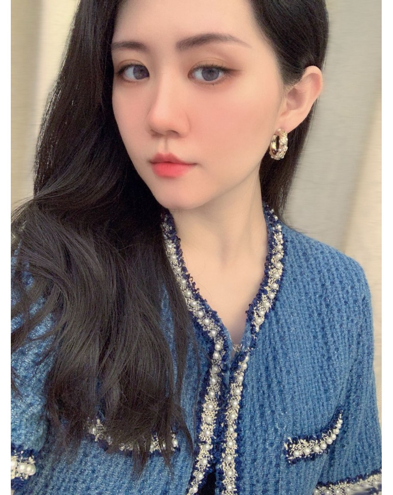 シャネル ピアスリングお洒落小香風高級真珠付き女性人気