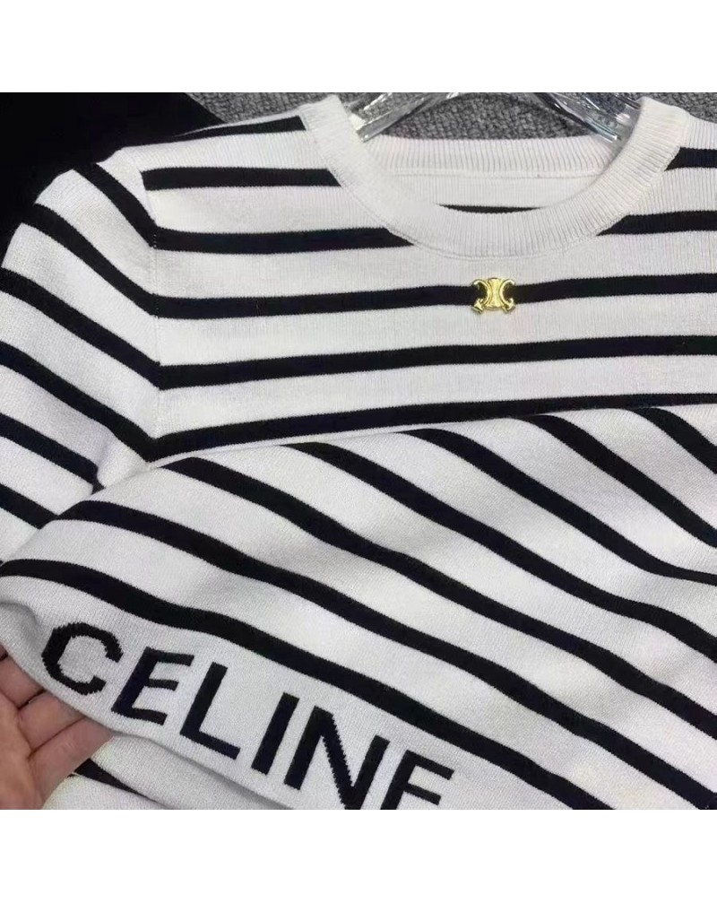 セリーヌ ニット半袖女性人気ティシャツフリーサイズ