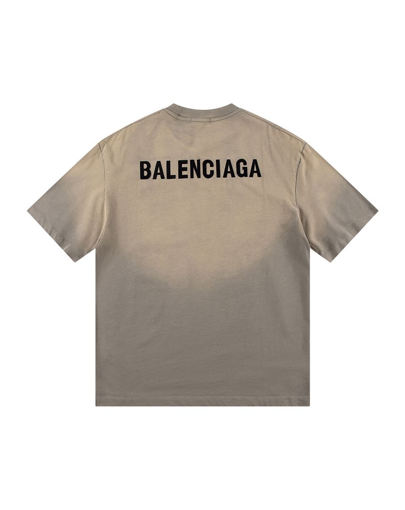 バレンシアガ tシャツ 韓国風ティシャツグラデーション潮流人気Ｔシャツ短袖精緻刺繍カジュアルメンズレディース向け