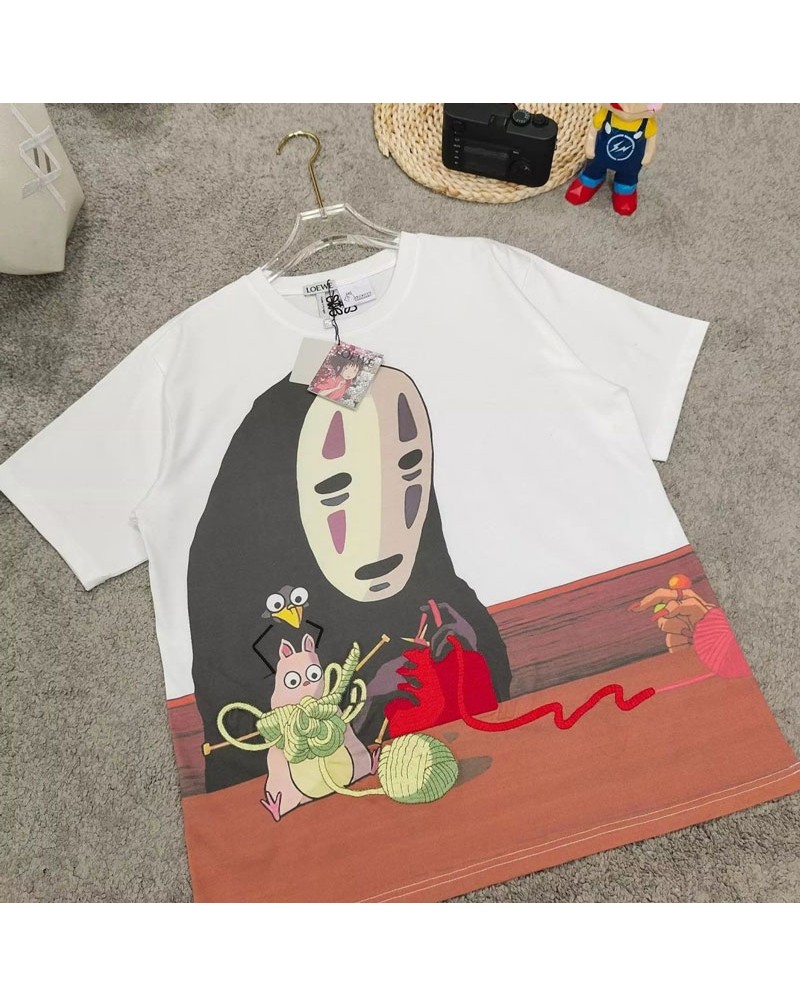 ロエベトトロコラボＴシャツ短袖個性刺繍トトロ付きティシャツトップスオーバーサイズ