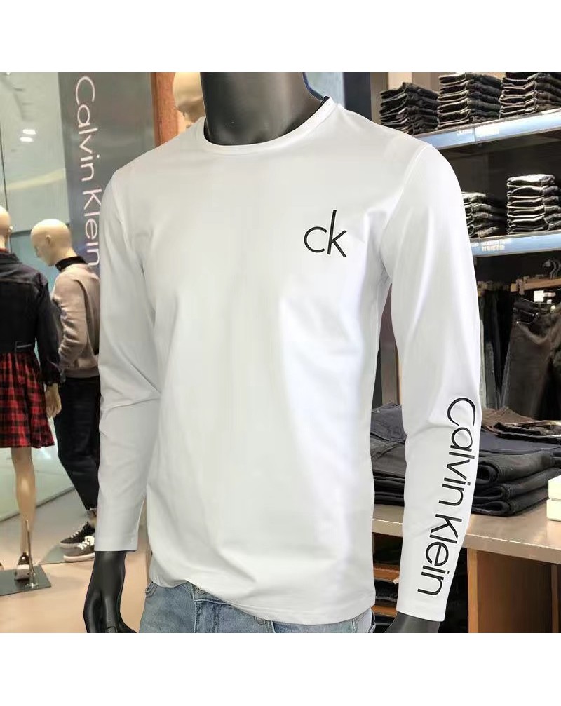 CKロングシャツカジュアル人気長袖トップスコットンメンズ向け