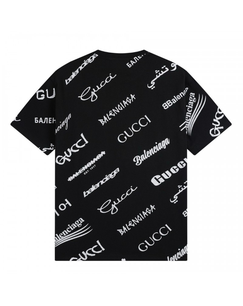 グッチxバレンシアガコラボtシャツ短袖人気ティシャツコットントップスペアお揃い