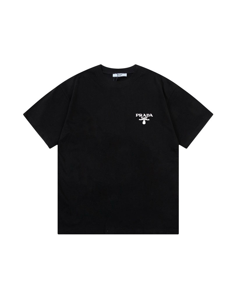 プラダ tシャツ短袖オシャレシンプルコットン男女兼用ティシャツトップスゴムロゴ