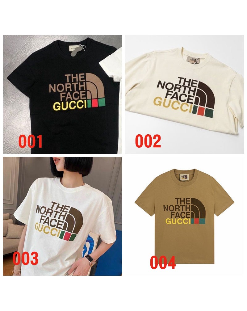 グッチザノースフェイス tシャツ潮流人気ティシャツコットントップス男女向けファッション