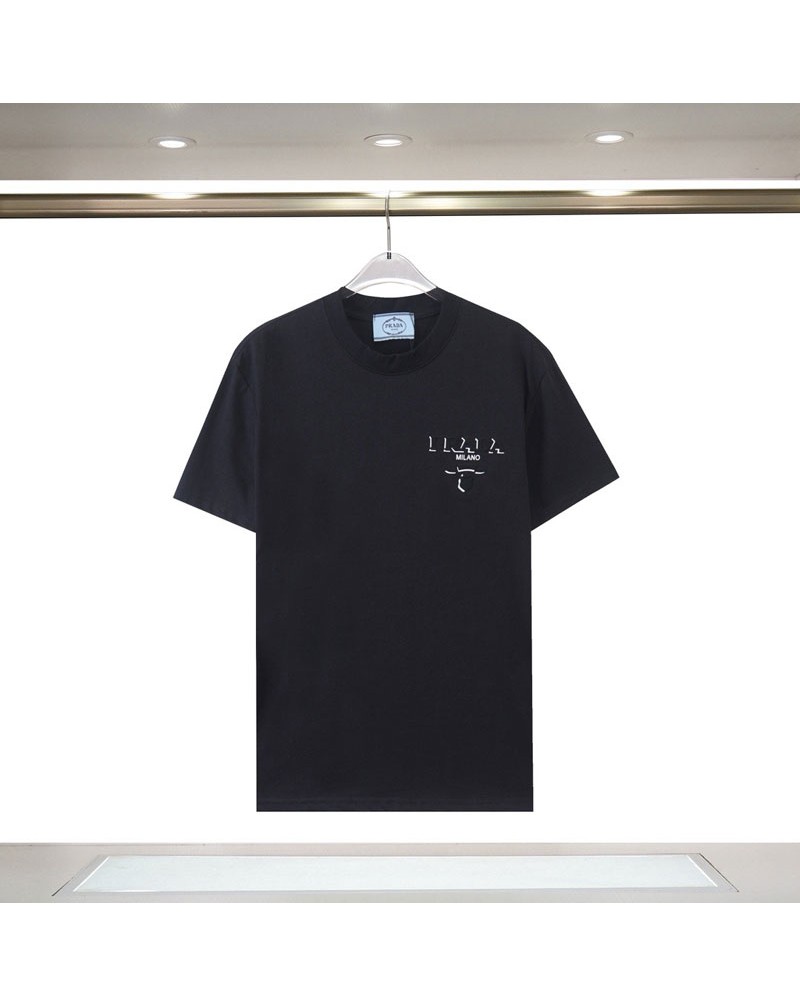 プラダ tシャツカジュアル 簡約 ファッションコットンティシャツ短袖凹凸ロゴ