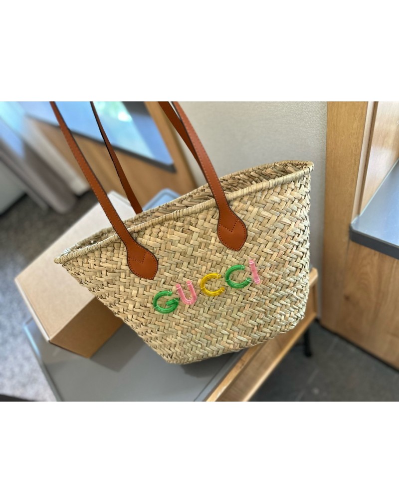 グッチ カゴバッグ可愛いビーチ風 お洒落トートバッグ