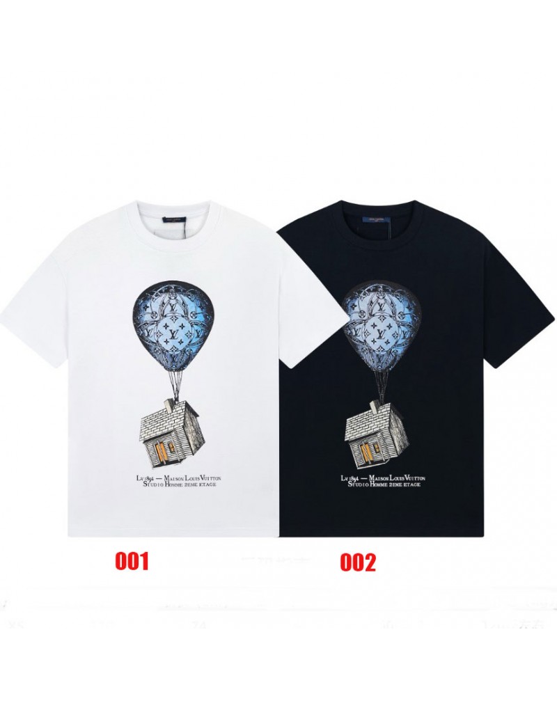 ルイヴィトン tシャツ個性プリントおしゃれ新作ティシャツ短袖コットンペアお揃い