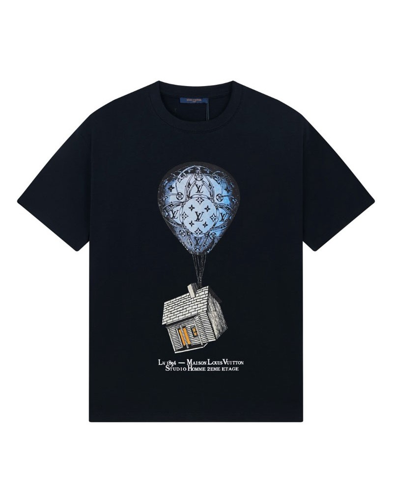 ルイヴィトン tシャツ個性プリントおしゃれ新作ティシャツ短袖コットンペアお揃い