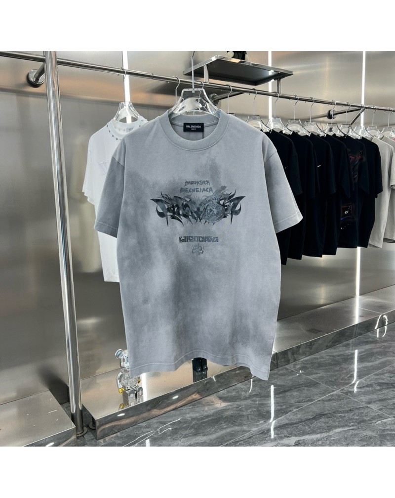 バレンシアガ tシャツ復古風 人気ティシャツ短袖コットンカジュアルオーバーサイズトップス高品質