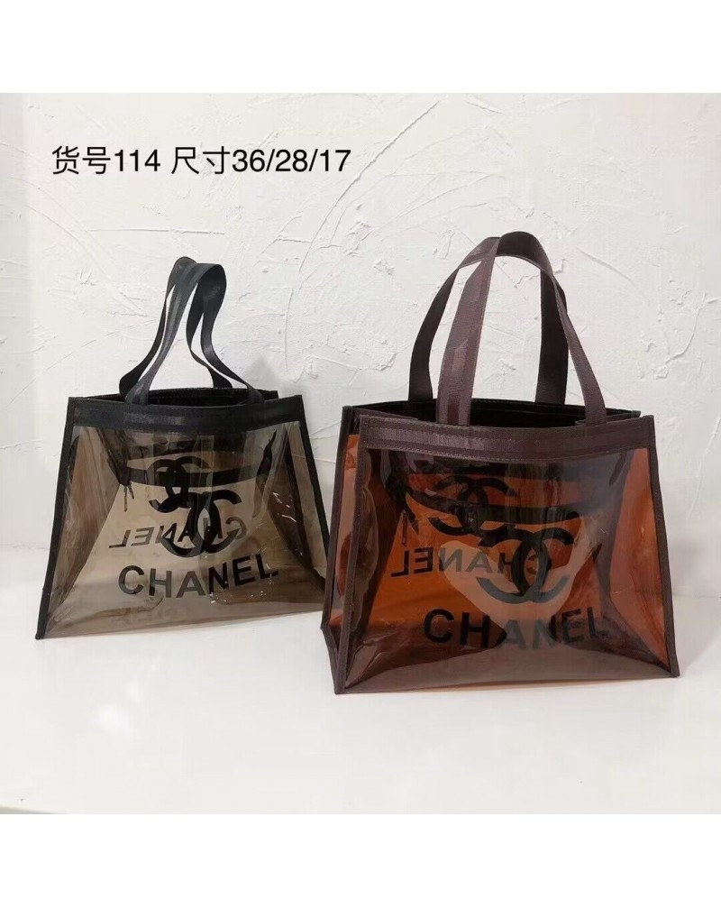 シャネル 洗濯用品収納バッグお洒落小香風ビーチハンドバッグ透明　数量限定