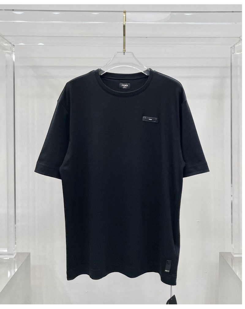 フェンデイ tシャツ短袖oversize シンプルファッション24ss新作革製タッグ付きティシャツ