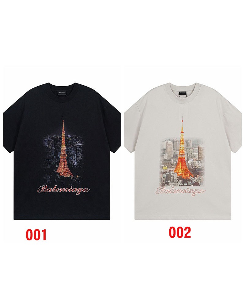 バレンシアガx東京銀座コラボ tシャツ24SS oversize 爆人気韓国風ティシャツカジュアル