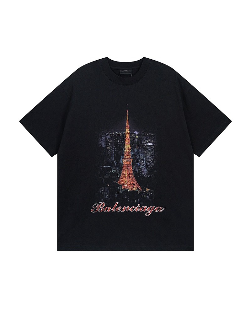 バレンシアガx東京銀座コラボ tシャツ24SS oversize 爆人気韓国風ティシャツカジュアル