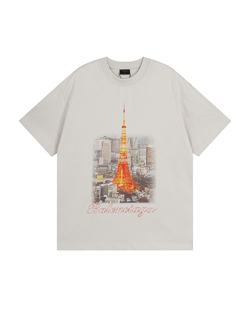 バレンシアガx東京銀座コラボ tシャツ24SS oversize 爆人気韓国風ティシャツカジュアル