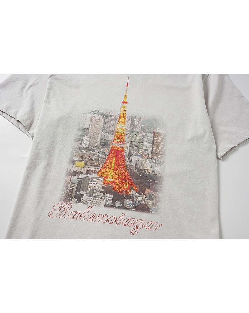 バレンシアガx東京銀座コラボ tシャツ24SS oversize 爆人気韓国風ティシャツカジュアル