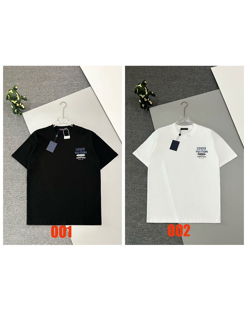 ルイヴィトンクロムハーツコラボ tシャツ半袖潮流ティシャツ半袖精緻刺繍個性男女向け