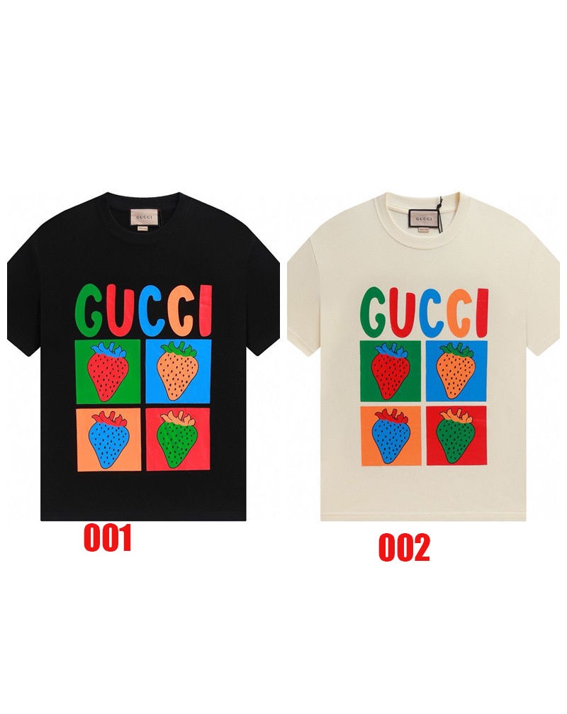 グッチ tシャツ かわいいイチゴプリント付きtシャツ短袖ファッションオシャレ半袖