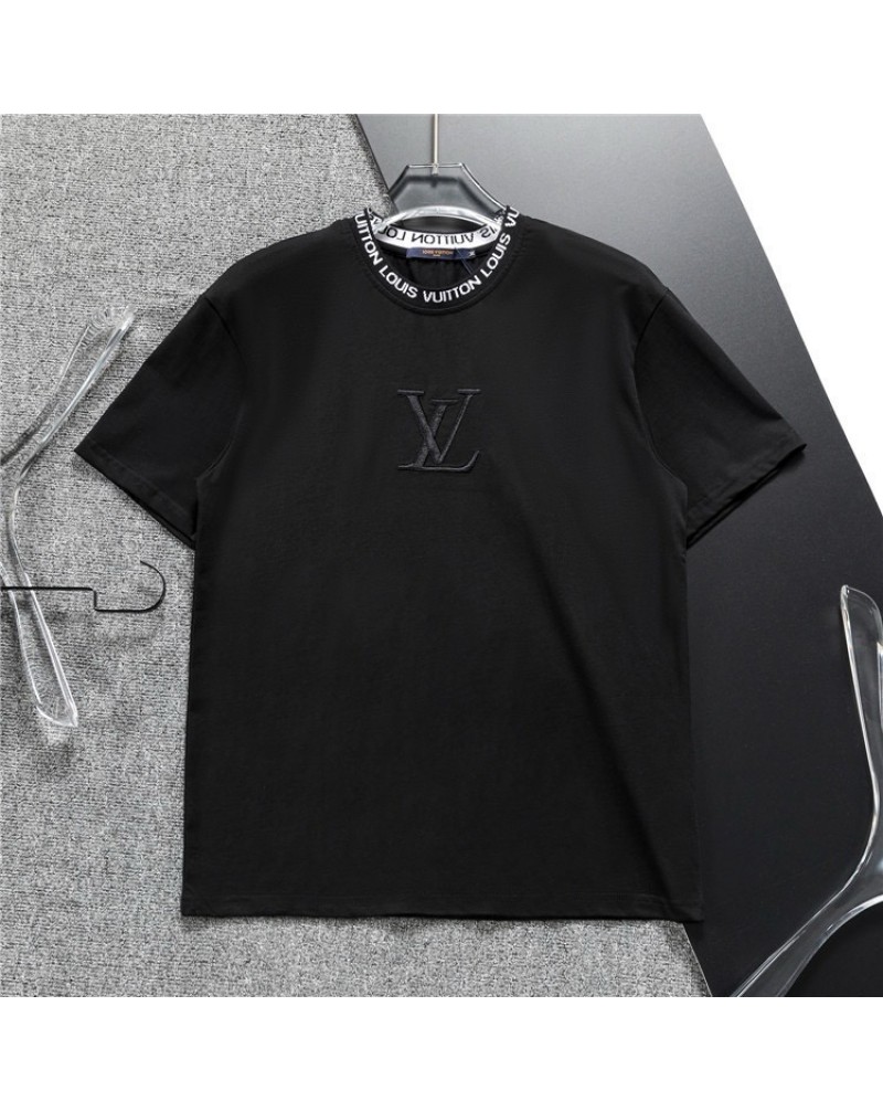 ルイヴィトン tシャツ精緻刺繍カジュアルファッション半袖コットン