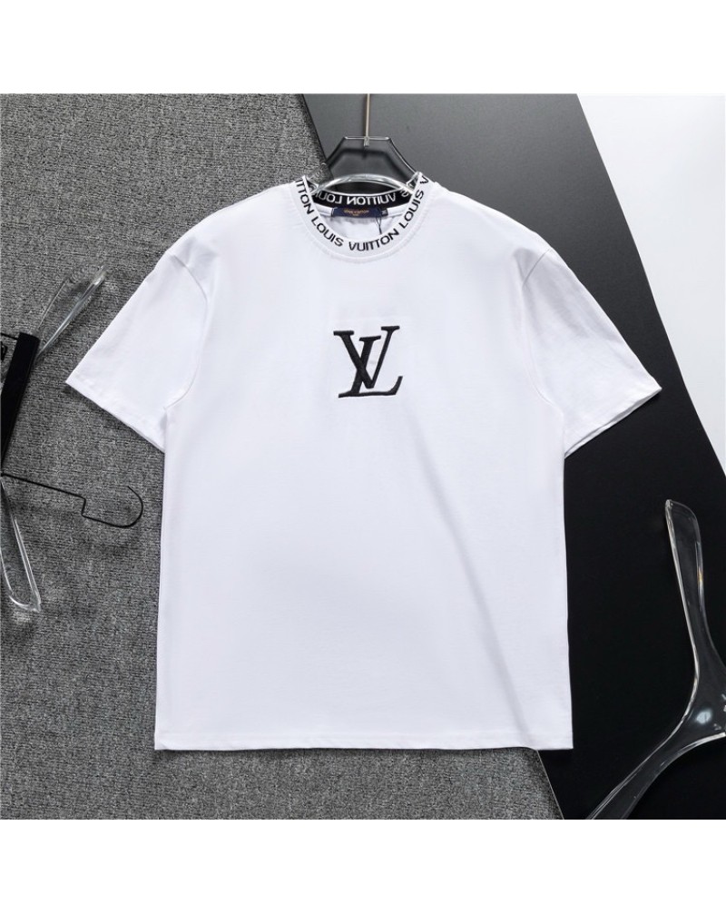 ルイヴィトン tシャツ精緻刺繍カジュアルファッション半袖コットン