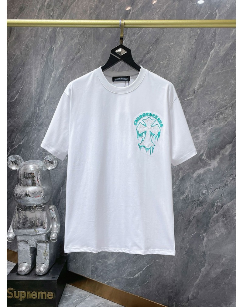 クロムハーツ ティシャツ短袖chrome hearts 人気ブラドン精緻刺繍潮流個性tシャツ半袖
