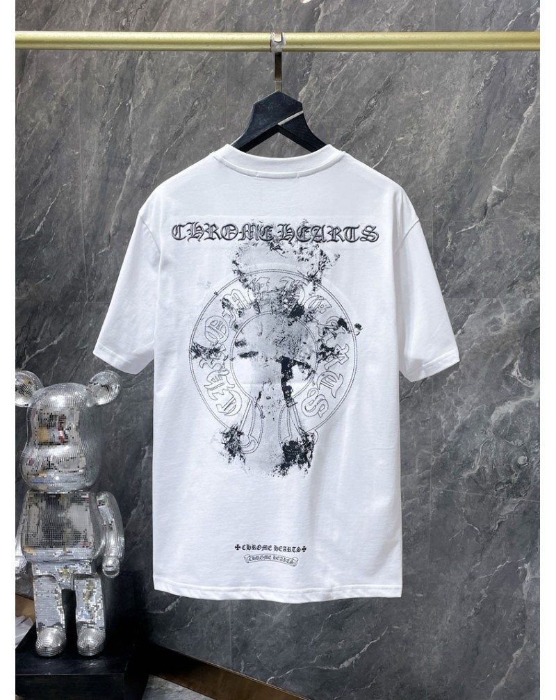 クロムハーツ tシャツ短袖 潮流カジュアル半袖刺繍人気