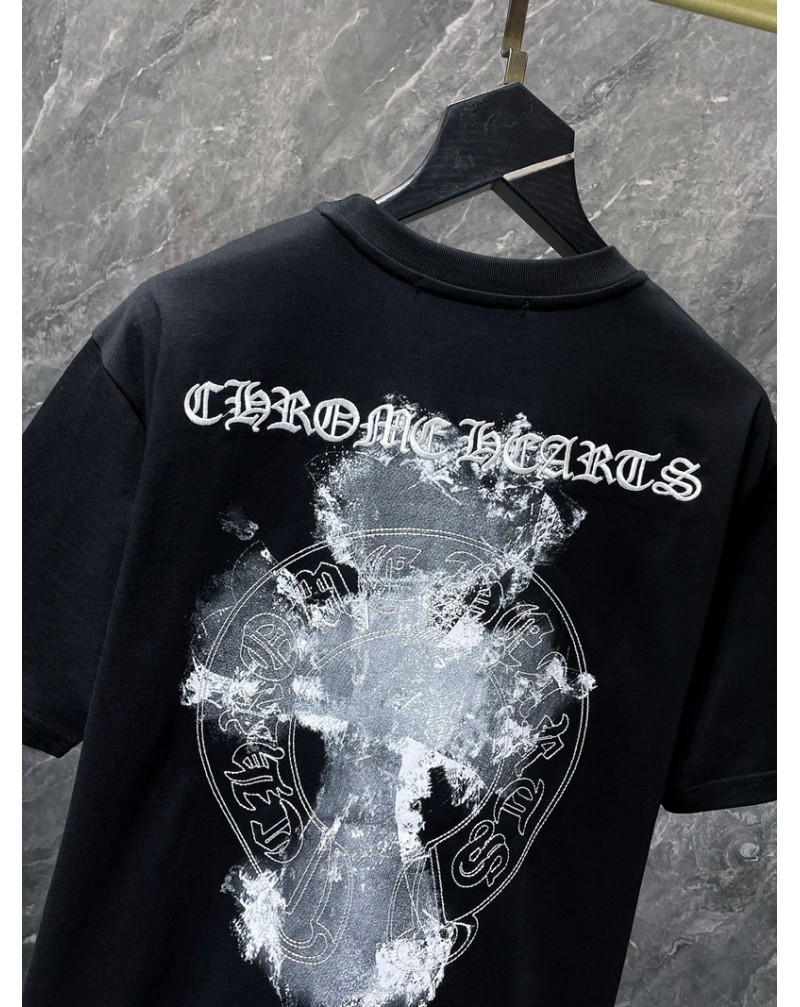 クロムハーツ tシャツ短袖 潮流カジュアル半袖刺繍人気
