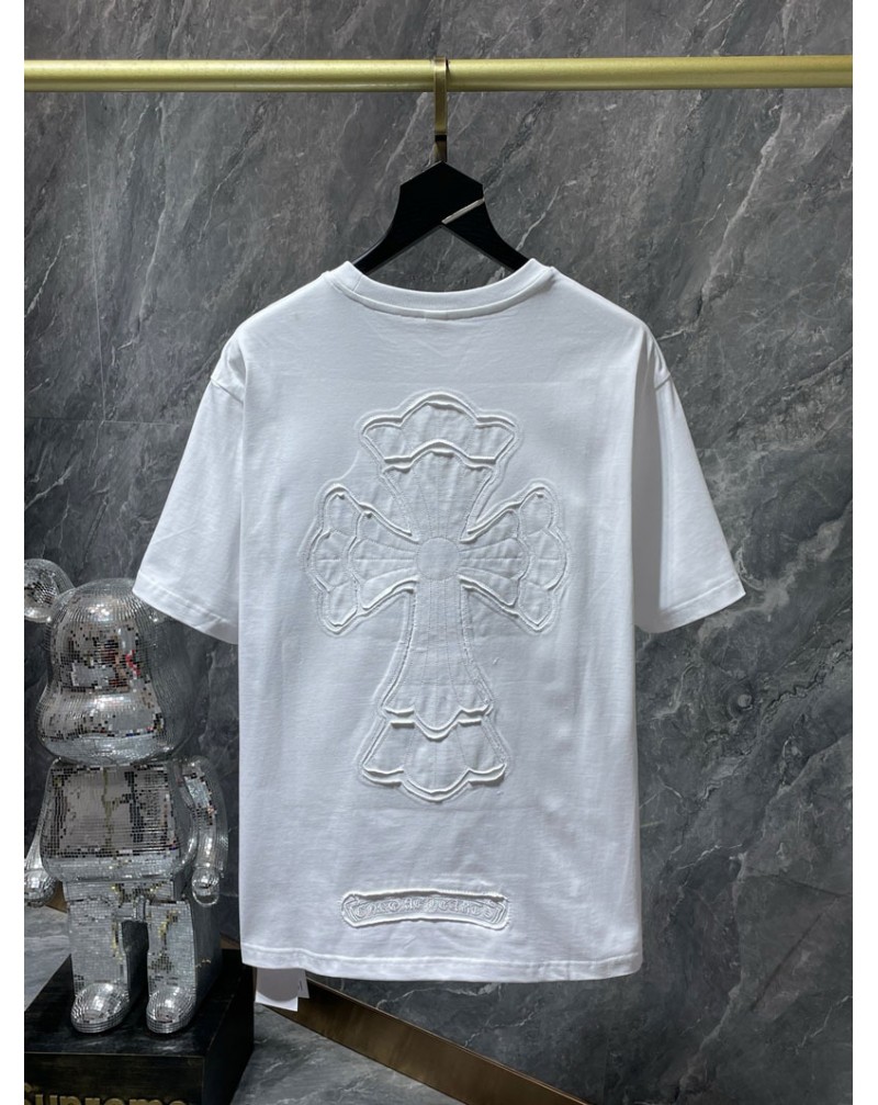 クロムハーツ tシャツ短袖個性 潮流半袖トップスコットン精緻刺繍