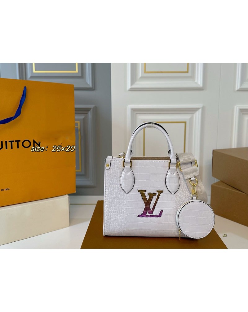 ルイヴィトントートバッグワニ紋革製小銭入れ付きファッション女性