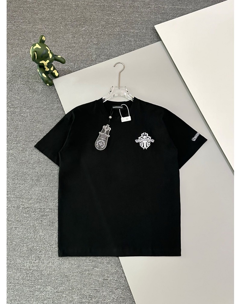 クロムハーツ tシャツ半袖 人気潮流ペアお揃いティシャツコットン精緻刺繍高級感