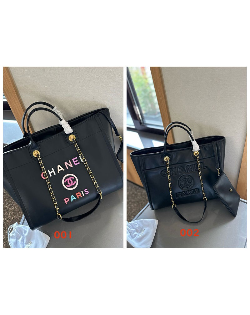 シャネル ショピングバッグ人気小香風ファッション革製トートバッグポケット付きビーチバッグ女性