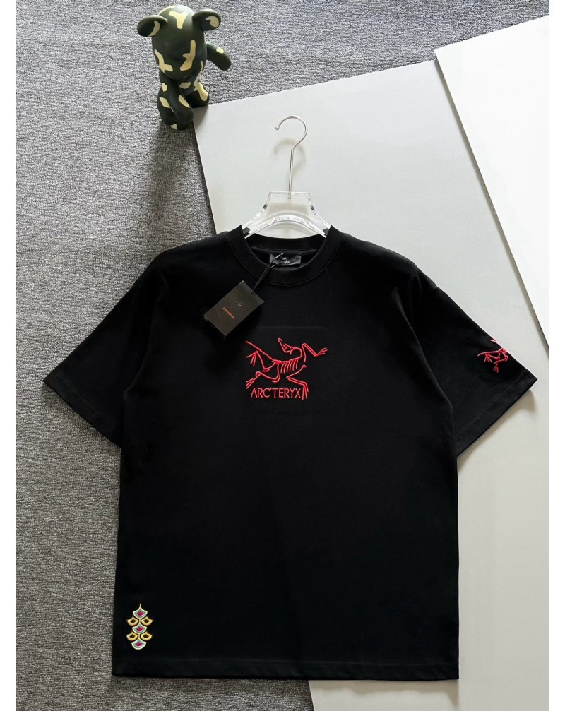 アークテリクス tシャツ精緻刺繍潮流人気ティシャツ半袖男女向けコットントップス