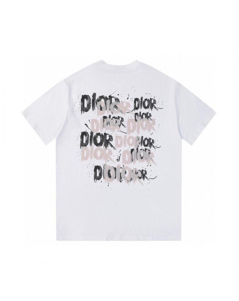 ディオール tシャツ ペアお揃い半袖カジュアルオシャレプリントティシャツコットン個性短袖