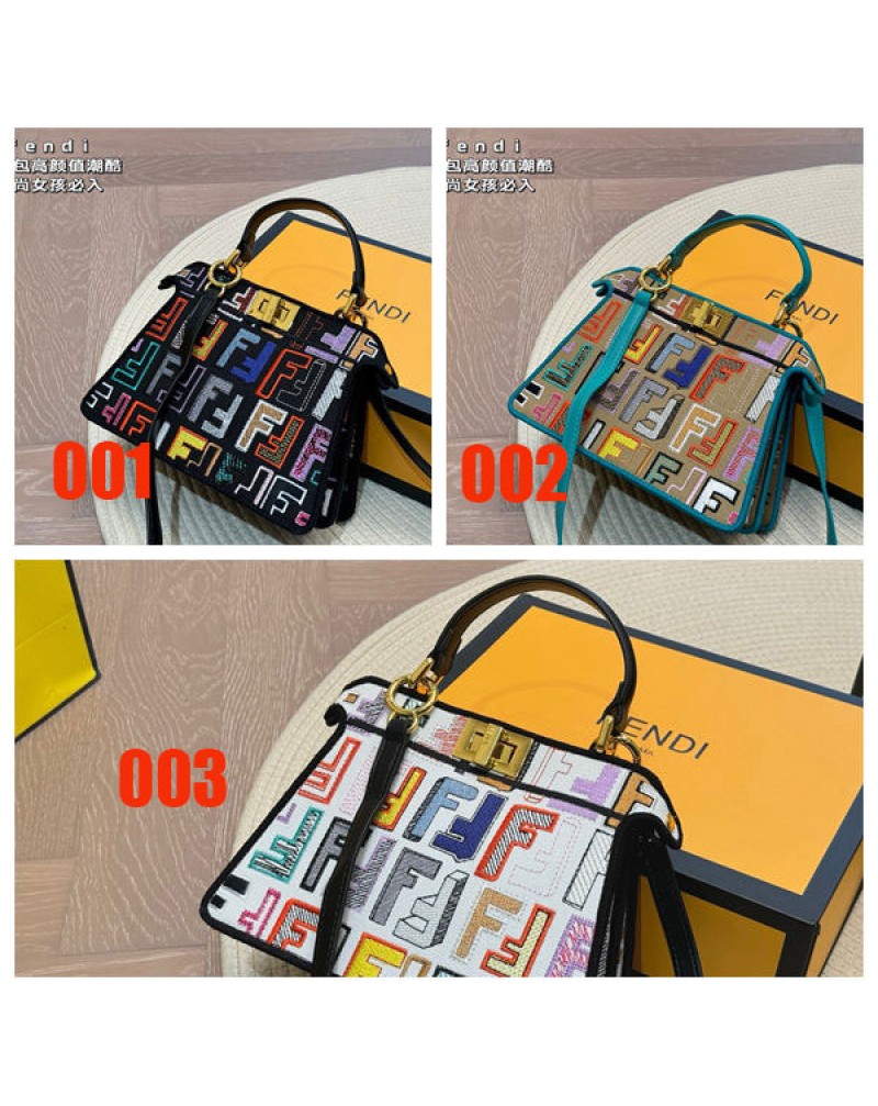 フェンデイ ハンドバッグ超人気ショルダーバッグ精緻刺繍ロゴオシャレ