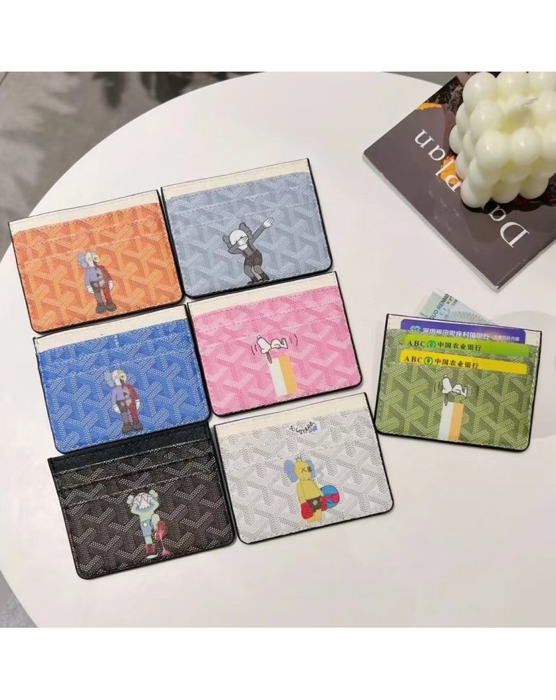 ゴヤールコラボ カードケースオシャレ可愛いキャラクターカウズスヌーピー付きカード収納ケース七枚カード入れ