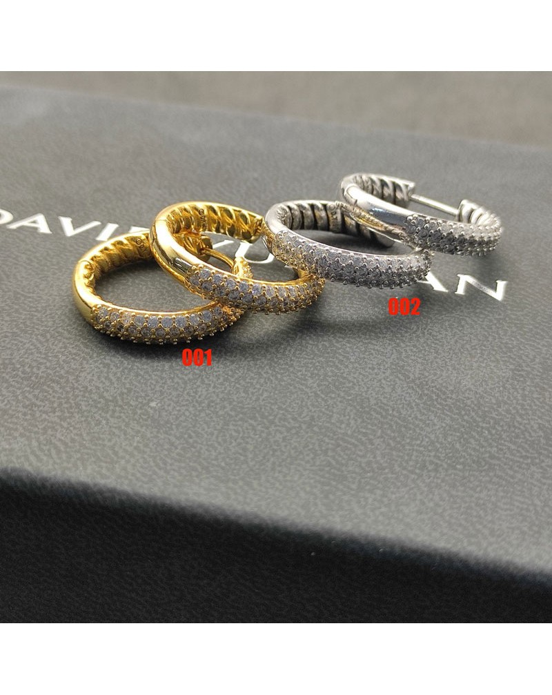 David Yurman ピアス潮流 爆人気 個性丸リングピアスキラキラ金色シルバーお揃い