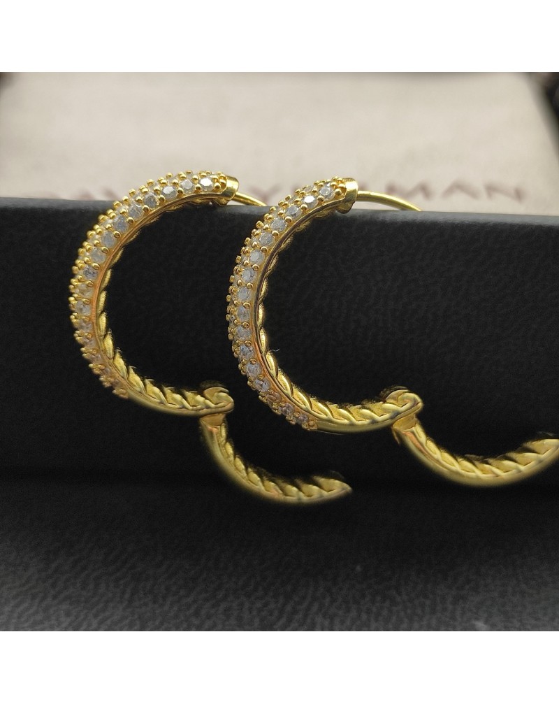 David Yurman ピアス潮流 爆人気 個性丸リングピアスキラキラ金色シルバーお揃い