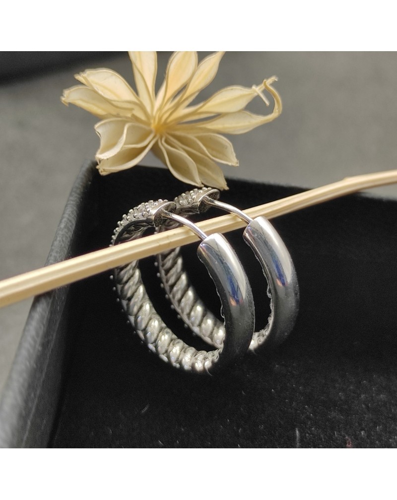 David Yurman ピアス潮流 爆人気 個性丸リングピアスキラキラ金色シルバーお揃い