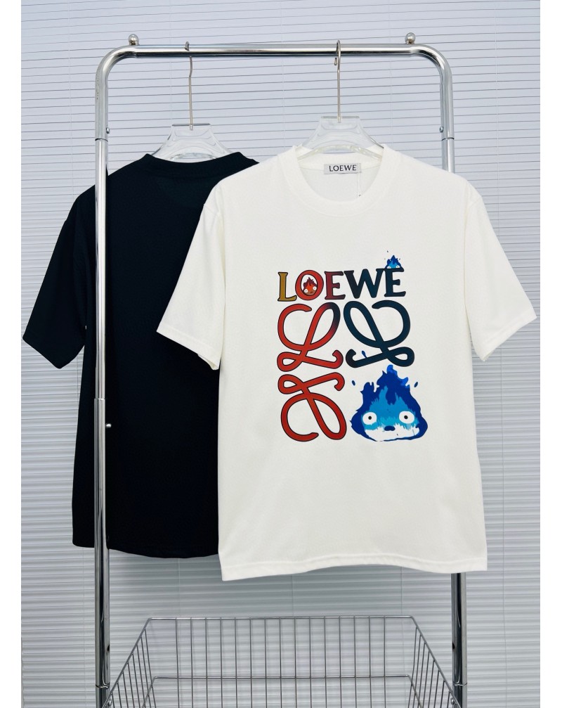 ロエベ tシャツ潮流個性短袖コットンペア向けティシャツトップスオシャレプリント