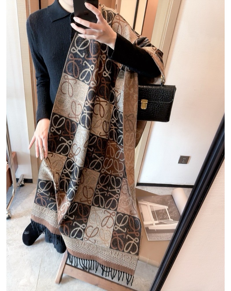 ロエベ マフラー綺麗パターンソフト暖かいショールオシャレ経典