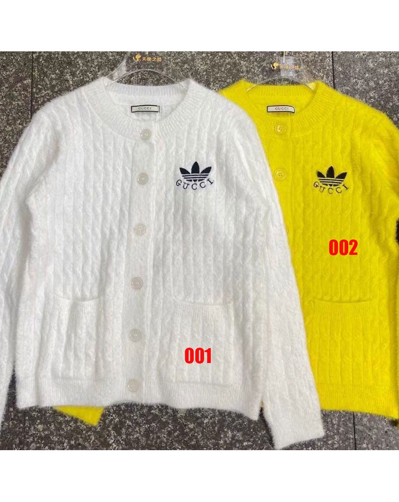 グッチ アディダスコラボ ニットトップスファッションオシャレブランドニットカーディガン洋服ポケット付き