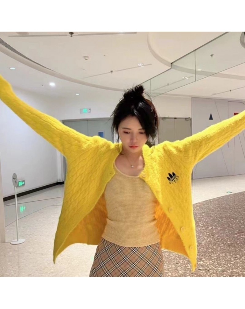 グッチ アディダスコラボ ニットトップスファッションオシャレブランドニットカーディガン洋服ポケット付き