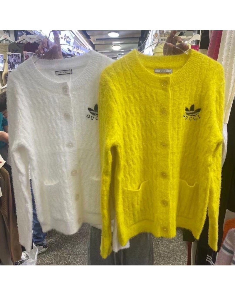 グッチ アディダスコラボ ニットトップスファッションオシャレブランドニットカーディガン洋服ポケット付き