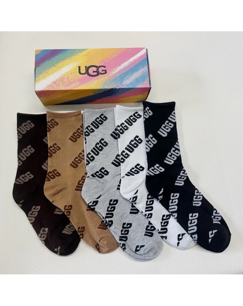 UGG 靴下5点セットコットン人気ブランドソックスセット ソフト柔らかい通気性よい（一つのは4点セット）