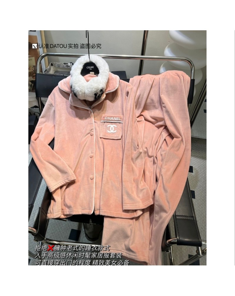 シャネル ルームウェアオシャレ小香風パジャマセットベルベットソフト厚さ