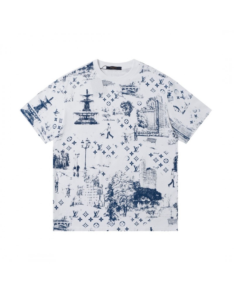 ルイヴィトン tシャツ お洒落潮流人気ブランドティシャツ短袖個性プリント付きtシャツハンド男女向け新作