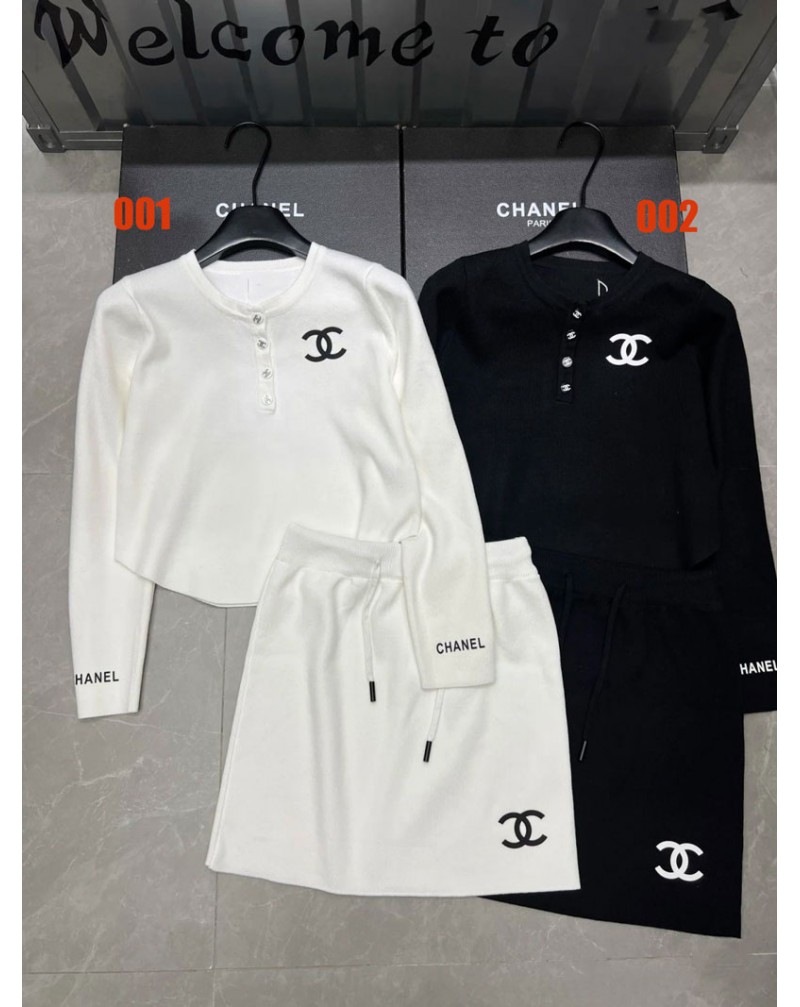 シャネル ロングシャツスカートセットお洒落小香風スポーツ風シンプル上下セット