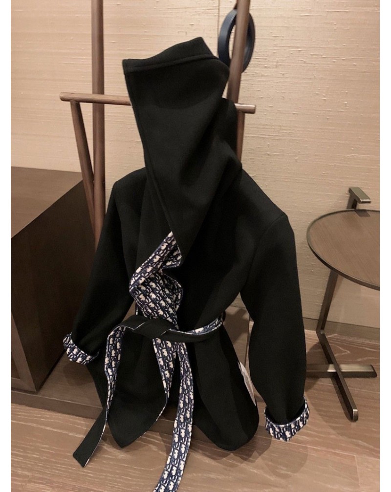 ディオール コート オシャレブランドカシミア フード付きジャケット女性芸能人愛着